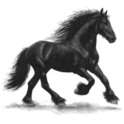 Drawing a Friesian horse with pencil technique for realistic artwork