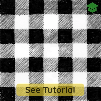 Beginner pencil drawing of gingham pattern texture, step-by-step tutorial