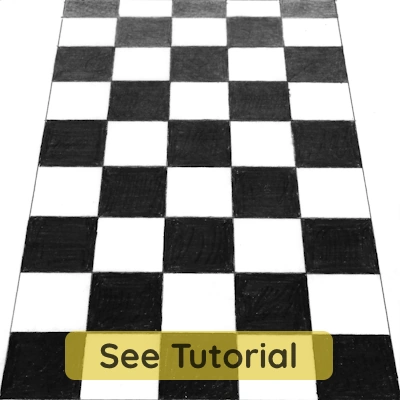Beginner pencil drawing of tile floor, technical step-by-step tutorial